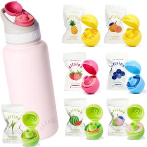 32oz Stainless Steel Air Water Bottle with 7 Straw & Refresher ScentSip Flavor Pods