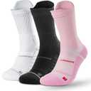 Coolmax Compression Running Socks for Women 3 Pairs, Anti-Blister Moisture Wicking Boot Crew Cushion Athletic Workout Socks