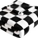 Yurhap Checkered Baby Blanket Fleece Baby Blankets for Boys Girls, Ultra Soft Cozy Fluffy Infant Toddler Newborn Receiving Blankets for Crib Stroller, 30''x40'', Black