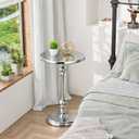 Metal Round Side Table Modern Silver Accent End Table for Living Room, Bedroom & Patio, Farmhouse Pedestal Nightstand, Easy Assembly Indoor Outdoor Table, 15" X 21" - Inch