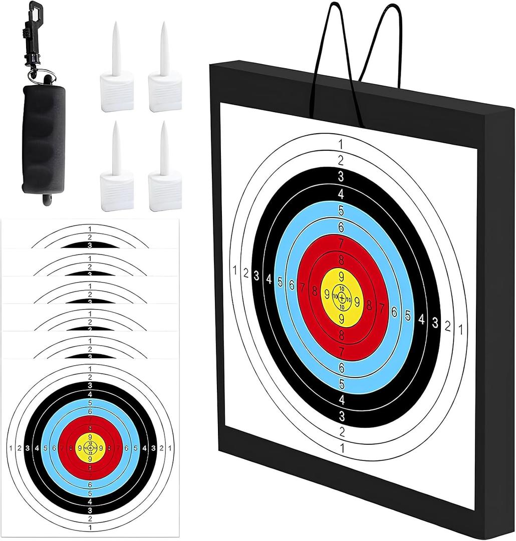 Archery Target - 20'' Foam Targets for Backyard, Bow & Arrow Target with Rope for Recurve Bow Longbow or Compound Bow Shooting Practice