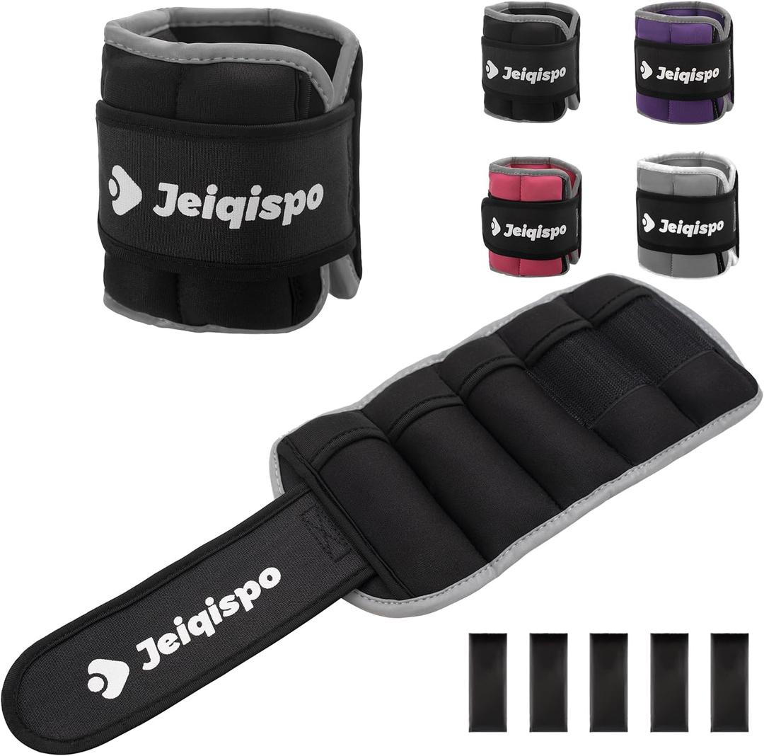 Adjustable Ankle Weights 1 Pair 2 LBS Wrist Leg Arm Weights for Women Men Kids,Strength Training with Removable Weight for Fitness Gym Workout Running Walking (2*2lb, black)