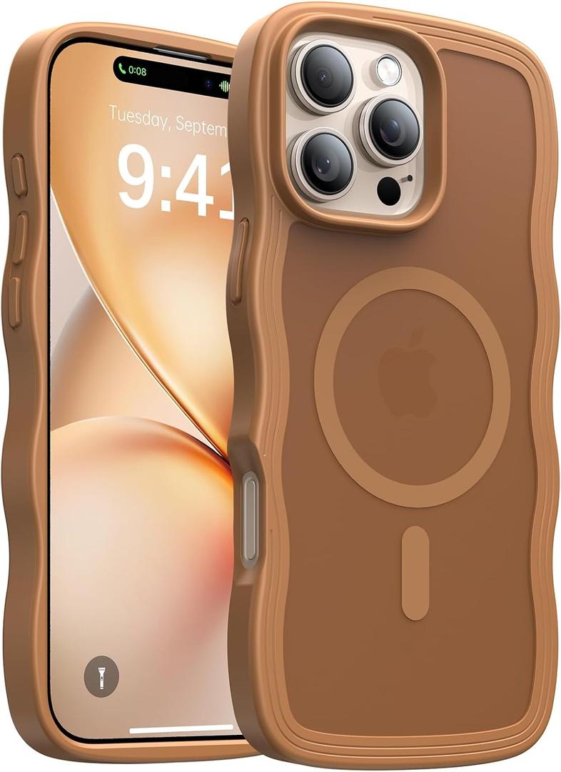 Magnetic for iPhone 16 Pro Case,[Compatible with MagSafe][Military-Grade Drop Protection][Anti-Yellowing] Shockproof Protective Translucent Matte Cover for iPhone 16 Pro Phone Case,Brown