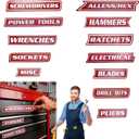 12 Pack of Magnetic Tool Box Labels,3D-Printed Toolbox Labels,Reusable Tags, General Tool Box Organize Accessories for Steel Toolboxes, Carts, Drawers, and Cabinets (Red)