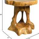 WELLAND Live Edge Natural Teak End Table 16" L x 17" W x 18" H, Rustic Side Table, Small Accent Table, Plant Stand for Living Room, Bedroom, Home Office