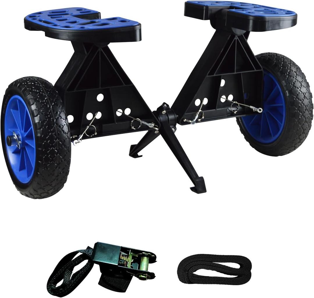Kayak Cart, Sit-On-Top Kayak Cart Dolly Drainage Kayak Trolley with All Terrain Airless Wheels for Scupper Holes Plug-in Kayaks