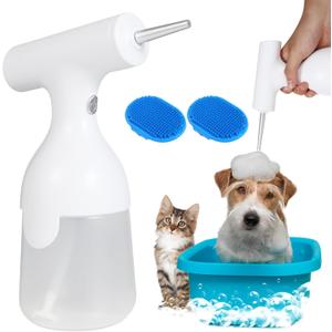 Electric Dog Cleaning Foam Soap Dispenser Machine, Dog Bath Brush and Foaming Shampoo Sprayer, Dog Shampoo Brush, Dog Wash Accessories Bulk, Rechargeable Shampoo and Soap Dispenser