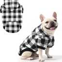 KOOLTAIL Plaid Dog Hoodie Pet Clothes Sweater with Hat and Pocket for Small and Medium Size Dogs, Soft Winter Warm Dog Cold Weather Coat, Fleece Fall Dog Hooded Sweatshirt for Puppy Cats, White S/M