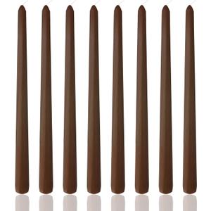8 Pack 10 Inch Nut Brown Taper Candles for Dinner Home Decor Wedding Shower
