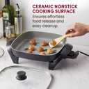 Elite Gourmet 6 Qt Electric Skillet, CERALAST™ Ceramic Nonstick Pan, 1200W