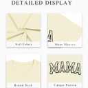 Mama Shirts for Women Oversized Cute Mama Print Graphic Tees Trendy Mom Short Sleeve Tops Beige (Beige, S)