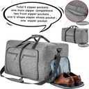 Vomgomfom 85L Foldable Travel Duffle Bag, Lightweight Checked Luggage with Shoe Compartment, Water-Resistant Weekender Overnight Bag for Men & Women, Grey