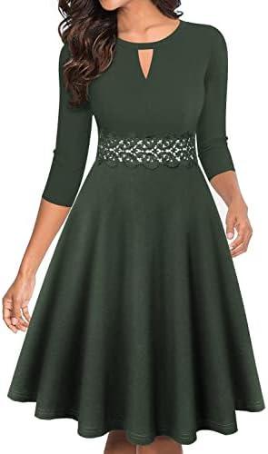OWIN Women's Vintage Floral Lace Flared A-Line Swing Casual Party Cocktail Dresses Sleeveless Size XL, Dark Green