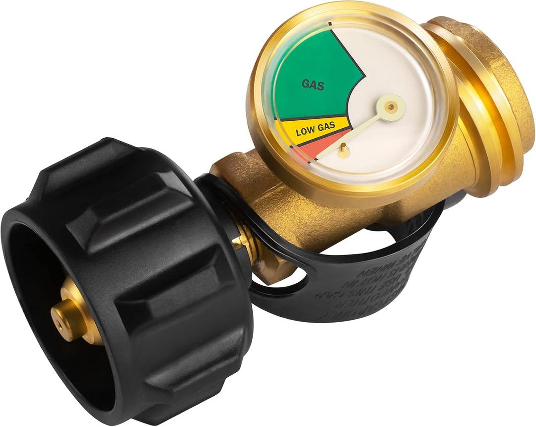 DOZYANT Propane Tank Gauge Level Indicator Leak Detector Gas Pressure Meter Universal for RV Camper, Cylinder, BBQ Gas Grill, Heater and More Appliances-Type 1 Connection, Standard