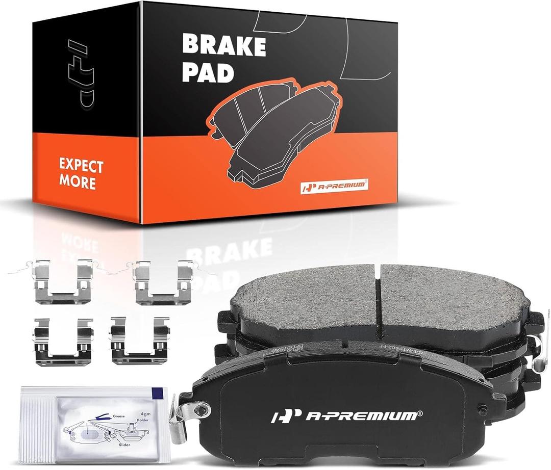 A-Premium Front Ceramic Brake Pads Set Compatible with Infiniti, Nissan and Suzuki Models - G20, G35, I30, I35, 350Z, Altima, Cube, Juke, Maxima, Sentra, Versa, SX4, with Hardware, 4-Pack