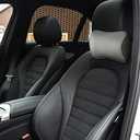 Aukee Headrest Pillow Car Memory Foam Car Neck Pillows Soft Leather for Driving Home Office Gray (Pack of 1) (Grey)