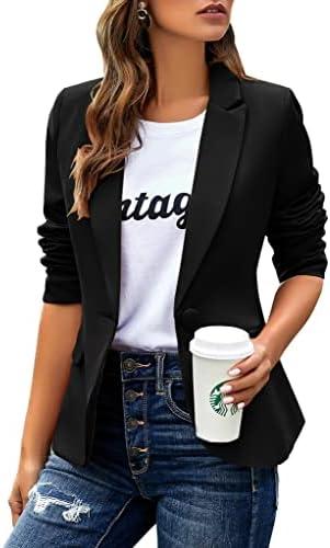 Womens Casual Blazers Long Sleeve Lapel Button Slim Work Office Blazer Jacket Size S