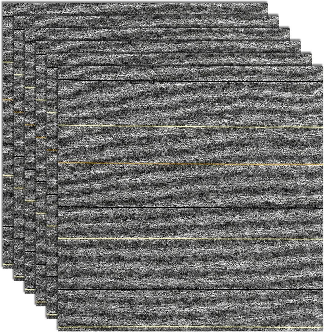 24 * 24in Self-Adhesive Carpet Tiles, Peel and Stick Floor Squares for Home Office, Removable Decorative Rug Mat, Easy Install, Sound Absorbing (10Pcs Light Grey)