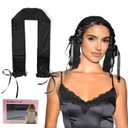 Heatless Hair Curlers Overnight,No Heat Hair Curlers to Sleep in, Soft Rollers Ribbon Wrap for Long Hair, Heatless Curling Scrunchie Overnight Blowout Curly Sleep Hair Tie for Medium Long (Black)