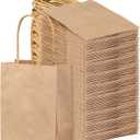 PINWATT 120Pcs Mini Gift Bags Bulk Kraft Paper Bag - 4.7"x2.4"x6.5" Small Brown Gift Bags for Party Favors, Shopping, Wedding, Retails, Birthday, Baby Showers