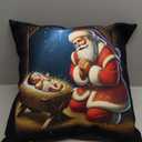 Christmas Design Kneeling Santa Claus With Baby Jesus Throw Pillow (16x16)