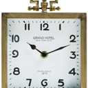 NIKKY HOME Gold Table Clock, Silent Non-Ticking Classic Battery Operated Decorative Mantel Desk Shelf Clock for Living Room Decor
