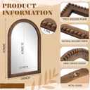 Vercraft 36" x 24" Arched Wall Mirror Wooden Arch Farmhouse Mirror with Wooden Beaded Frame Rustic Wall Decor for Entryway, Bathroom & Living Room