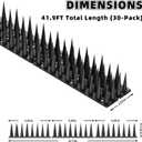 Bird Spikes, 30 Pack, 41.9 FT Total Coverage, Outdoor Bird Deterrent for Pigeons and Small Birds, Helps Keep Cats and Squirrels Away, Plastic Spikes for Fences, Railings and Roofs, Black