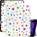 Compatible with iPad Air 11 Inch Case M4/M3/M2(2026/2025/2024),Compatible with iPad Air 5th/4th (2022/2020) Generation 10.9 Inch Case Pencil Holder Cute Women Girls-Colorful Stars