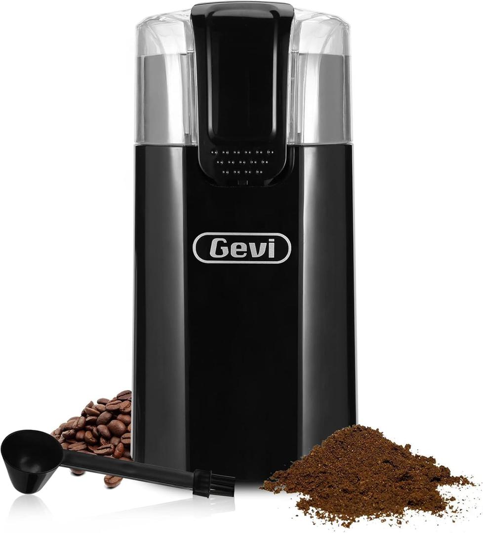 Gevi One-Touch Button Electric Coffee Grinder Coffee Bean Grinder for Coffee Espresso Latte Mochas, Noiseless Operation Coffee Serving Sets