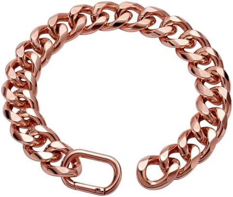 WOOFUU 19MM Light Metal Thick Cuban Link Dog Collar, Rose Gold Dog Chain Collar for Small Medium Dogs - 16 Inches Length Dog Necklace Collar