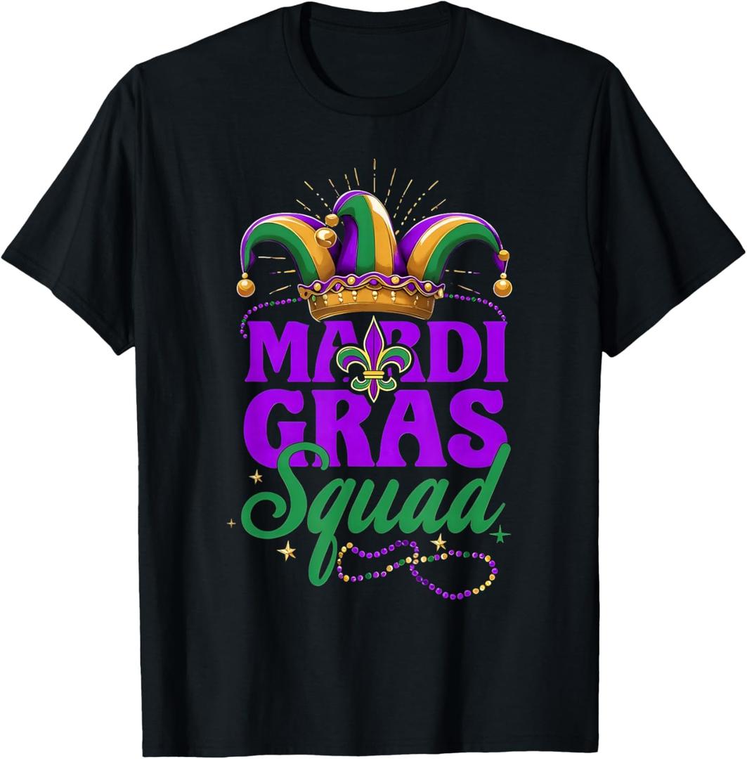 Mardi Gras Squad Matching Group Mardi Gras Cruise Crew Party T-Shirt, Size S