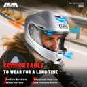 LEM Modular Motorcycle Helmets Fiberglass, Full Face Motorcycle Helmet Flip Up for Touring, DOT Certified, Release Sun Visor & Removable Comfort Liner, Lightweight Street Bike Helmet (Silver, L)