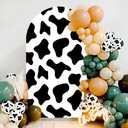 Arch Backdrop Cover Chiara Spandex Fitted Stretchy Fabric Arch Cover Baby Shower Birthday, Backdrop Decor Party Banquet Arch Decoration Cow Pattern Theme (Black, 6.6FT)