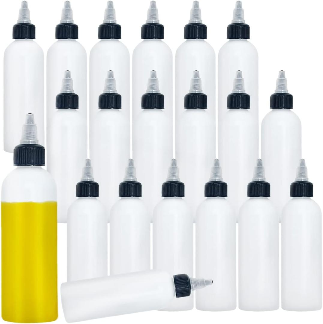 Meirrnyyu 20 Pcs 4 Oz Plastic Squeeze Condiment Bottles with Twist-on Cap Lids,Sauce Bottle with Squeeze Top,Squirt Condiment Bottles for Ketchup,Mustard,Olive Oil and More