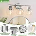Indoi 3-Light Bathroom Light Fixtures, Brushed Nickel Modern Vanity Lights Over Mirror with Clear Glass Globe Shade, Bathroom Wall Sconces for Mirror Kitchen Living Room Hallway Cabinet Bedroom Porch