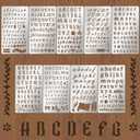 9PCS Metal Stencils Wood Burning Tool Stencil Metal Letter Stencils for Journaling Engraving Stencil for Engraving Pen Wood Carving Drawing Scrapbooking Journal Craft DIY (Letter Style)