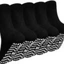 ZAKASA Non Slip Grip Socks - Non Skid Crew Grippy Socks for Men Women Anti Slip Grippers for Elderly Hospital Yoga Pilates (X-Large, Black-5 Pairs)