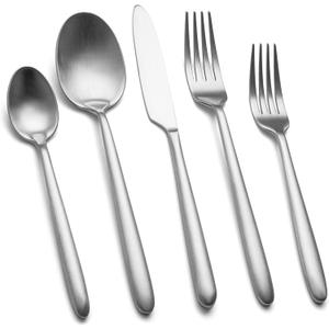 Heavy Duty Silverware Set, EIUBUIE 40-Piece Premium Stainless Steel Flatware Sets For 8, Matte Brushed Finish Cutlery Tableware Modern Kitchen Utensils Set for Home Restaurant, Dishwasher Safe