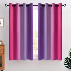 COSVIYA Grommet Ombre Room Darkening Curtains 54 inches Length for Kids/Girls Bedroom, Polyester Light Blocking Pink and Purple Gradient Window Drapes/Curtains for Living Room,2 Panels, 52x54 inches