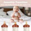 yanyoyo Sippy Spout Nipple for Wide Neck Baby Bottle, Natural Silicone Anti Colic Sippy Cup Nipples, 6 Months+, 4 Counts (Spout Nipple-Brown)