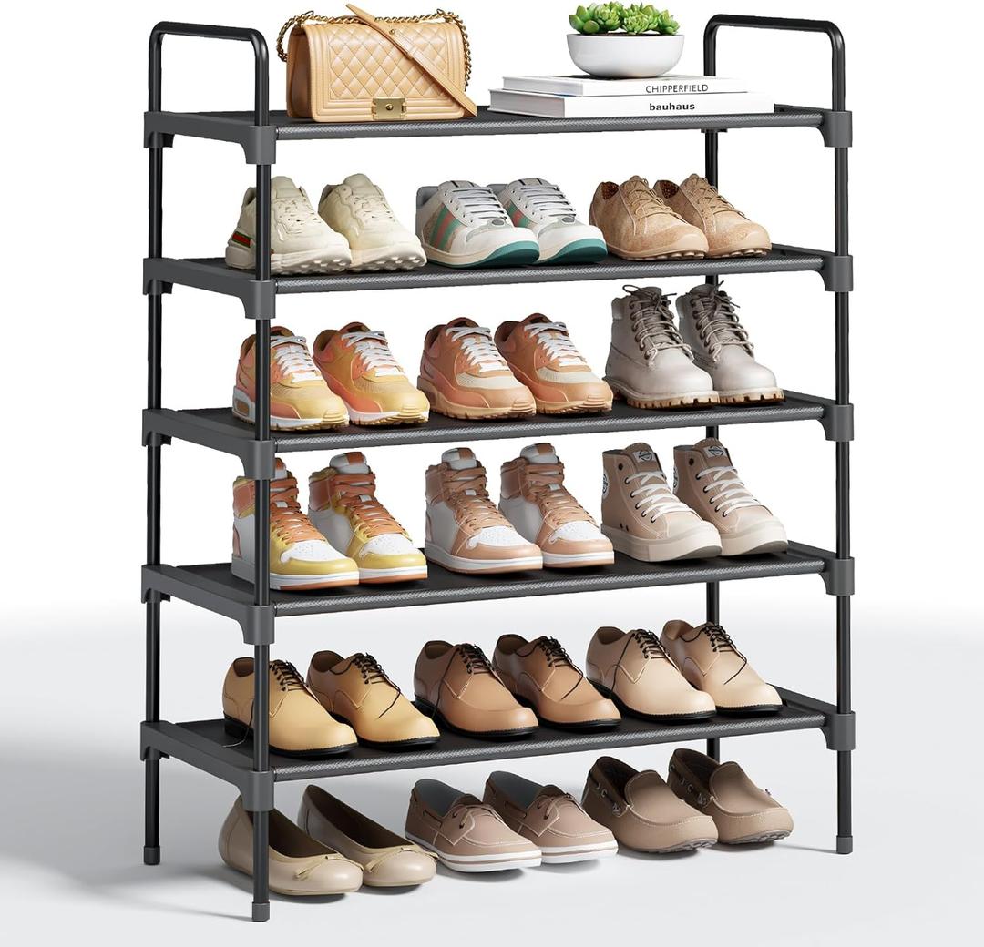 Kitsure 5-Tier Shoe Rack - Shoe Organizer and Shoe Shelf with Handle, Easy-Assembly, Sturdy Shoe Rack for Closet, Entryway, Bedroom (Black, 26.6'' x 11.4'' x 36.3'')