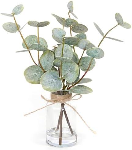 Amazon.com: Muhanjia Artificial Eucalyptus Stems in Glass Vase with Faux Water,3Pcs Fake Plant with Double-Sided Green Leaves for Centerpiece(Double-Sided Green Eucalyptus) : Home & Kitchen