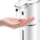 Automatic Liquid Soap Dispenser 12.8oz, Rechargeable & 6 Levels Soap Adjustable with Digital Display, Wall Mount, Waterproof, Touchless Hand/Dish Soap Dispenser for Kitchen, Bathroom, Hotel (White)