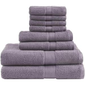 Madison Park 800GSM Bathroom Towel Set of 8 100% Cotton Bath Towel Set for Bathroom Luxurious Highly Absorbent 2 Bath Towels 2 Hand Towels 4 Washcloths Quick Dry Spa Quality Light Purple (Multi-Sizes)