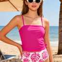 Girls Tankini Swimsuits Two Piece Bathing Suit Drawstring Swimwear Set for Girls 7-18 Years (Pink)