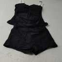 B2prity Women's Tankini Swimsuit Tummy Control Ruched Two Piece Bathing Suit Push Up Modest Swim Suits with Shorts Black,White L