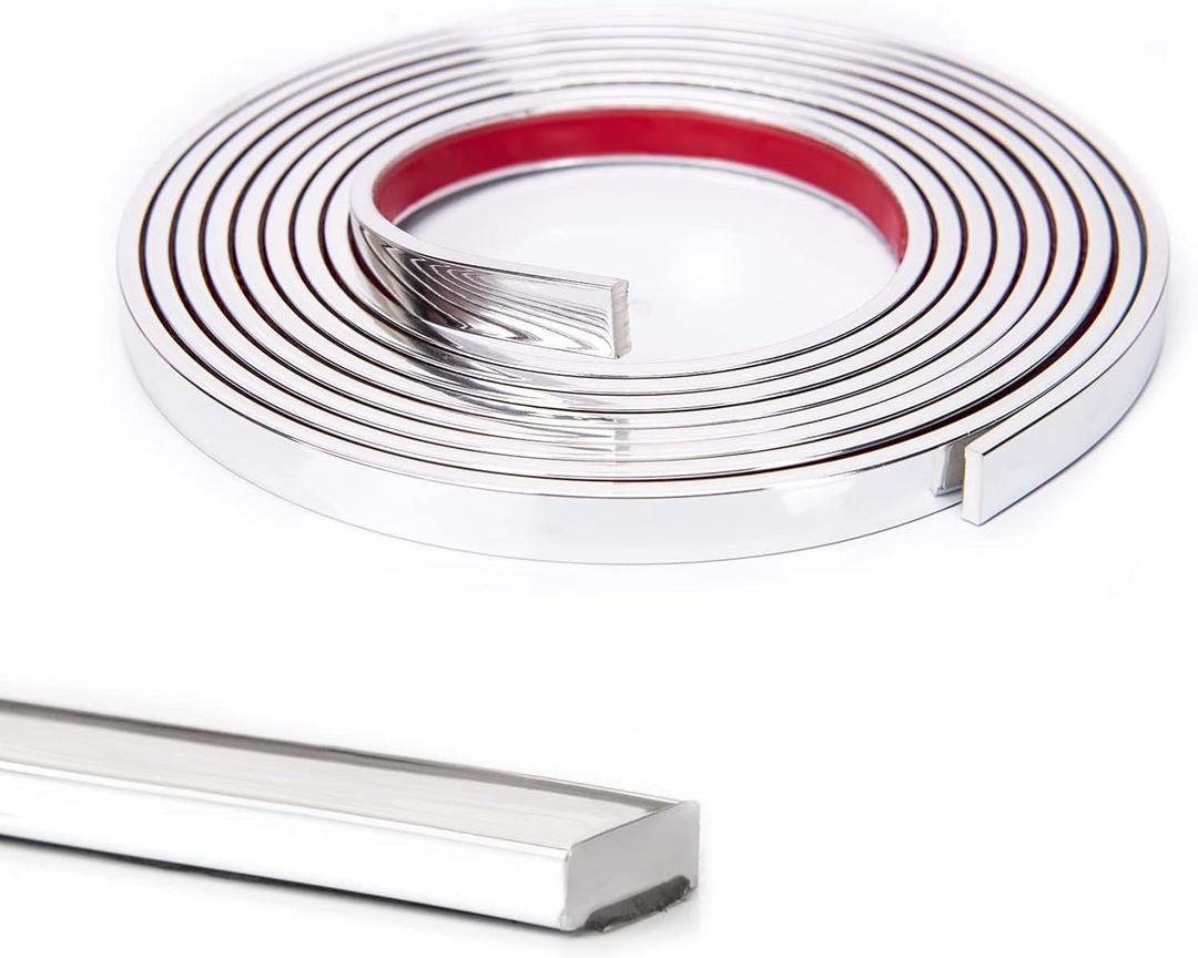 Art3d 10 Ft Peel and Stick Flexible Vinyl Molding Trim for Wall Tile Edges, Kitchen backsplash, Mirrior Frame in Stainless Steel