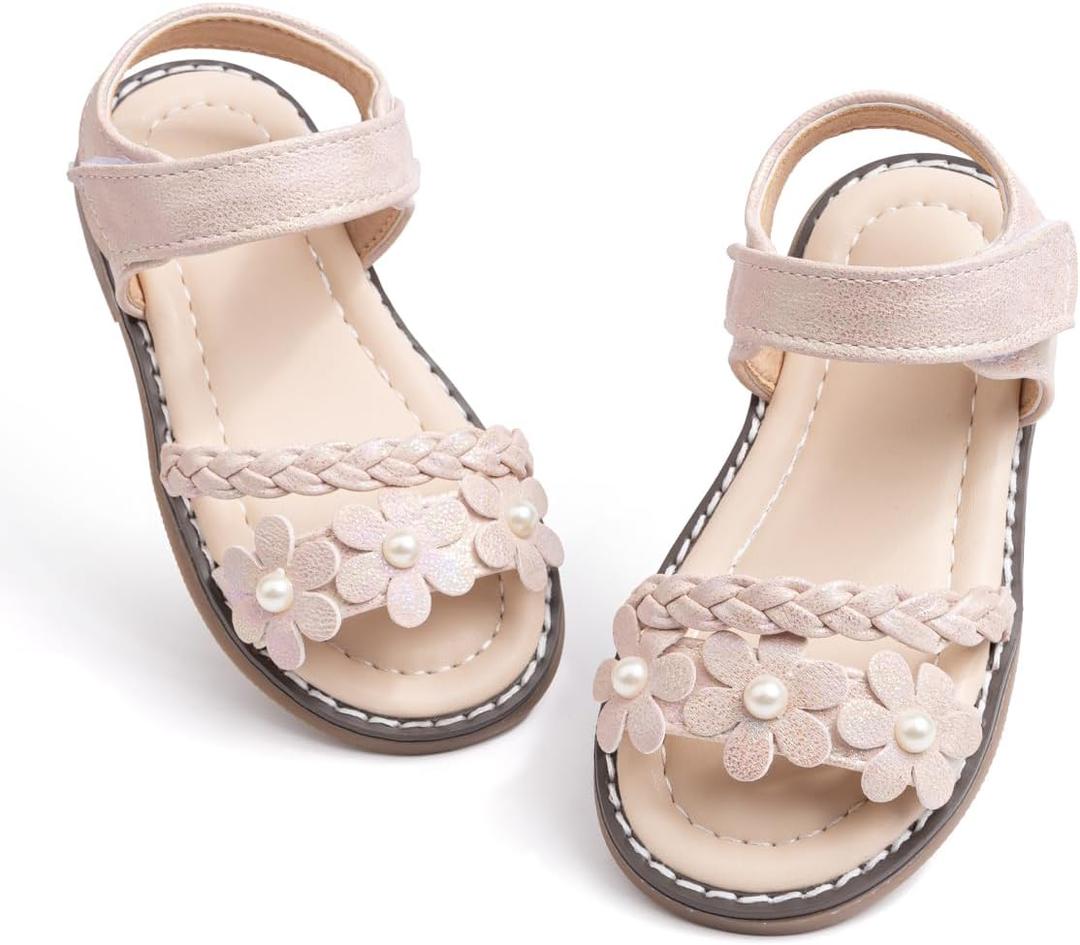 Bellocasa Toddler Girls Sandals Little Girl Summer Flat Sandal Baby Open Toe Outdoor Beach Holiday Dress Shoes Size 21