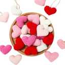 25Pcs Crochet Heart Shaped Ornaments Red Pink White Valentine Ornaments for Small Tree Valentines Day Gift DIY Knitting Heart Ornament Home Party Decoration